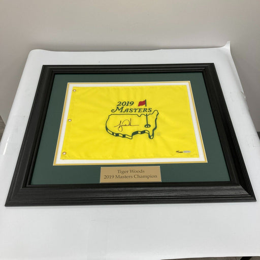 Tiger Woods Signed 2019 Masters Framed Flag UDA Upper Deck Authenticated