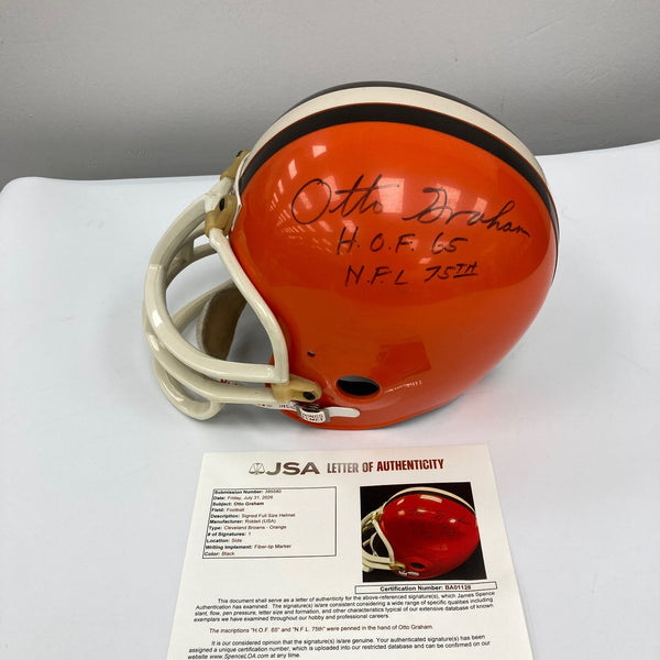 Otto Graham HOF 1965 NFL 75th Signed Cleveland Browns Full Size Helmet JSA COA