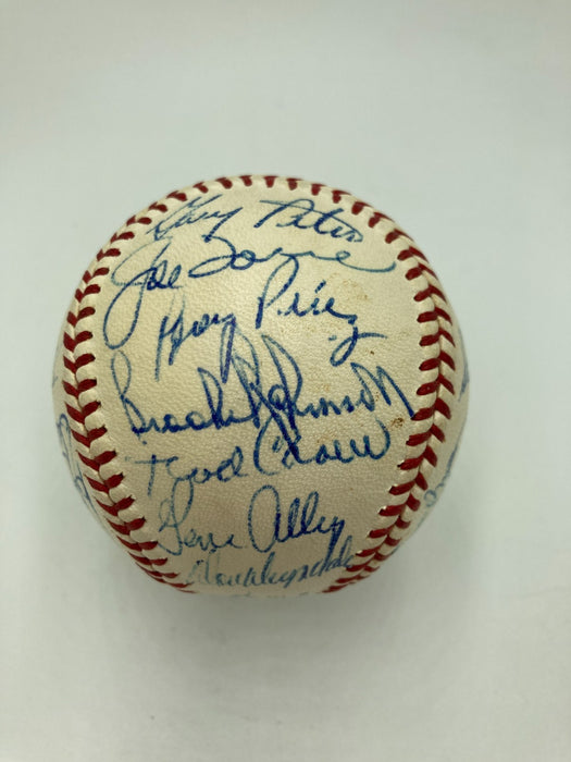 Beautiful 1967 All Star Game Team Signed Baseball Roberto Clemente 25 Sigs JSA