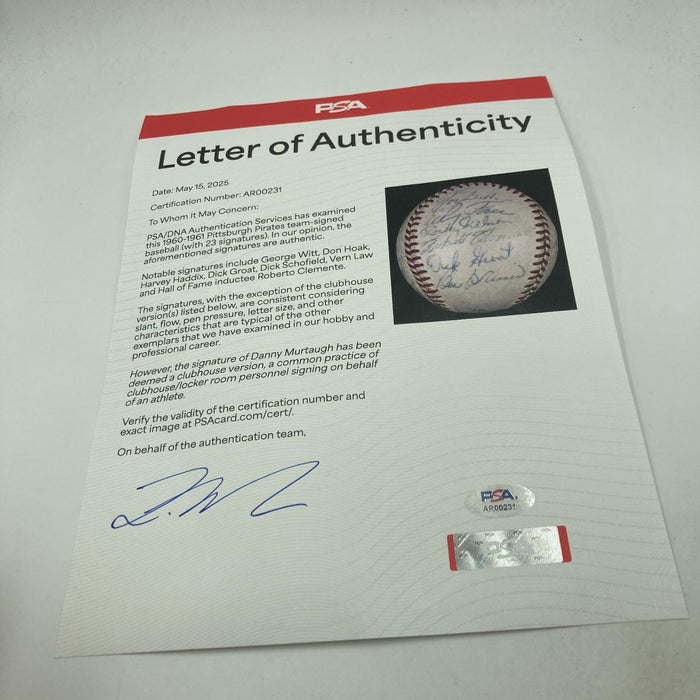 Roberto Clemente 1960 Pittsburgh Pirates W.S. Champs Team Signed Baseball PSA