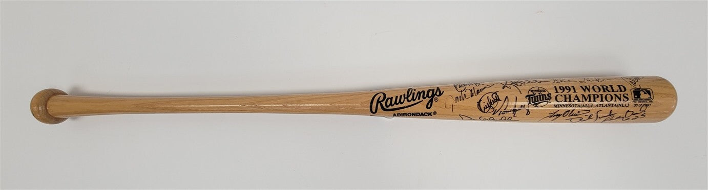 1991 Minnesota Twins World Series Champs Team Signed Baseball Bat Beckett COA