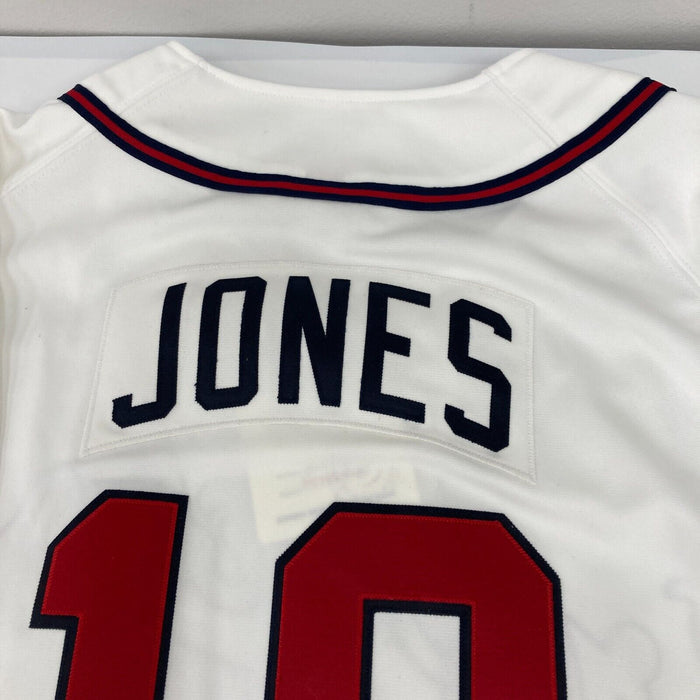 Chipper Jones Signed Heavily Inscribed STATS 1995 Atlanta Braves Jersey JSA COA