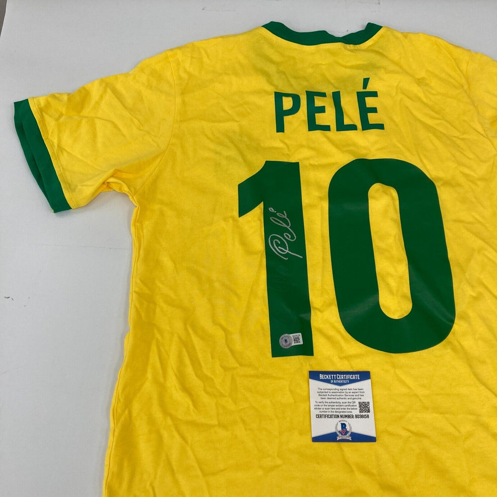 Pele Signed Autographed Brazil Soccer Jersey With Beckett COA