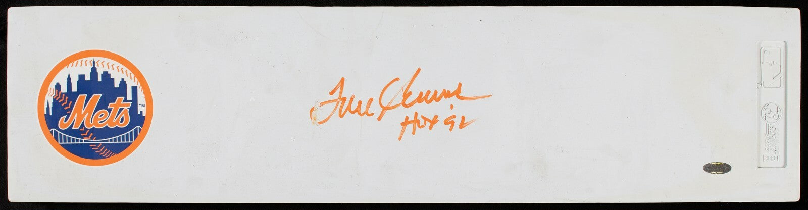 Tom Seaver "Hall Of Fame 1992" Signed Authentic Pitching Rubber Beckett COA