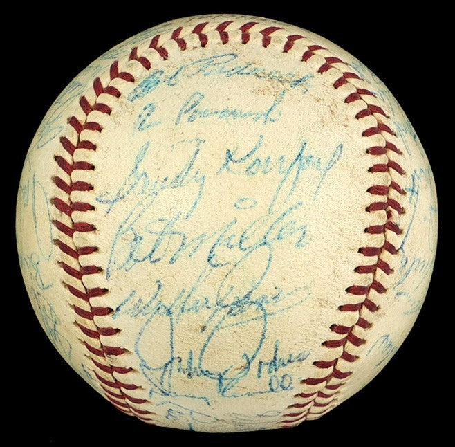 1963 Los Angeles Dodgers World Series Champs Team Signed Baseball Koufax JSA COA