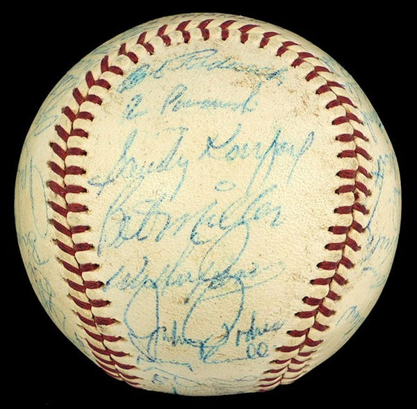 1963 Los Angeles Dodgers World Series Champs Team Signed Baseball Koufax JSA COA