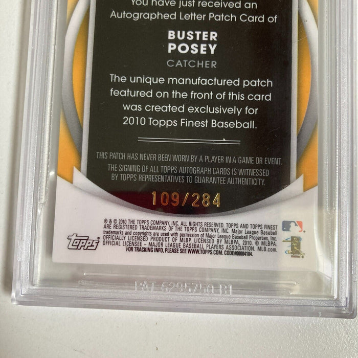 2010 Topps Finest Buster Posey Letter Patch Auto /284 BGS 9 Mint