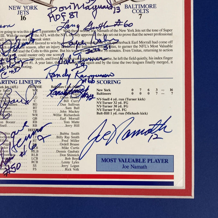 1968 New York Jets Super Bowl Champs Team Signed Commemorative Patch JSA COA