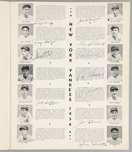 1936 New York Yankees Team Signed World Series Program 51 Sigs Lou Gehrig PSA
