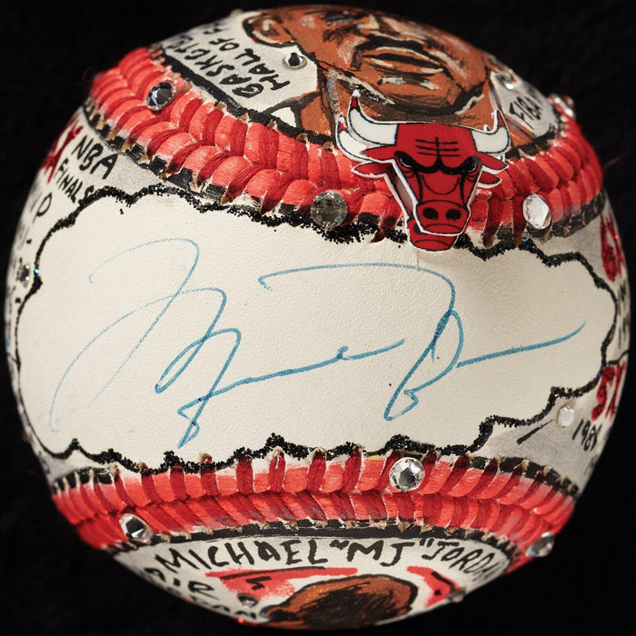 Michael Jordan Signed Charles Fazzino Hand Painted Pop Art Baseball UDA Beckett