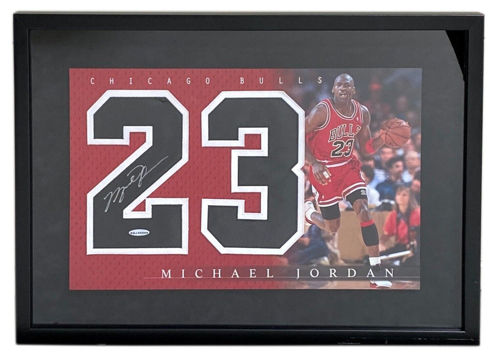 Michael Jordan Signed Jersey Numbers #23 Display Upper Deck UDA COA