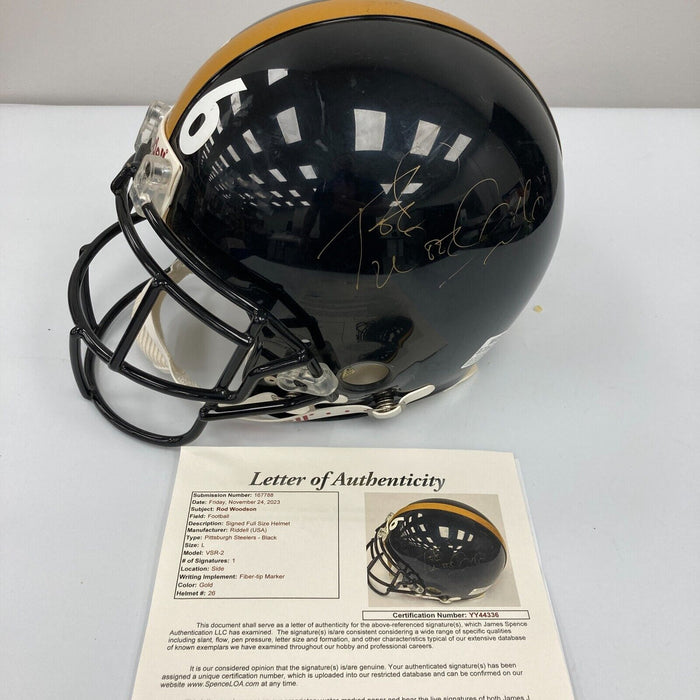 field used football helmets Rod Woodson 1990's Pro Bowl Signed Game Used Pittsburgh Steelers Helme — Showpieces Sports