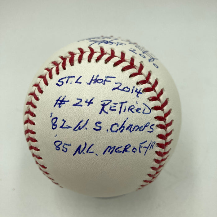 Whitey Herzog Signed Heavily Inscribed Stat MLB Baseball JSA COA