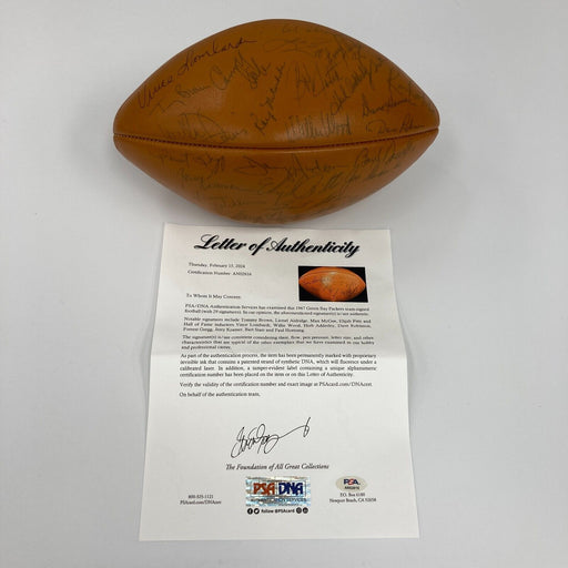 The Finest 1967 Green Bay Packers Super Bowl II Champs Team Signed Football PSA