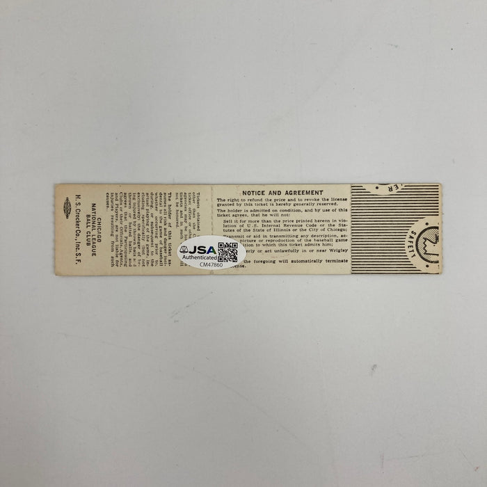 Ron Santo Signed 1976 Chicago Cubs Full Ticket JSA COA