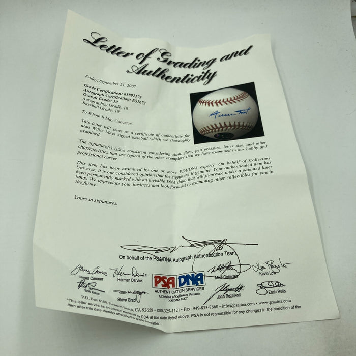 Willie Mays Signed Major League Baseball PSA DNA Graded 10 GEM MINT