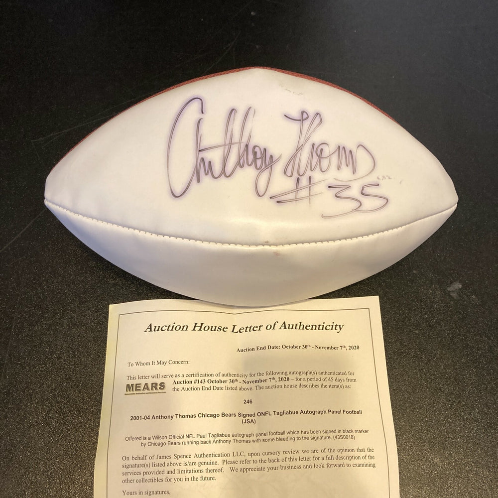 Anthony Thomas Signed Autographed Wilson NFL Football JSA COA