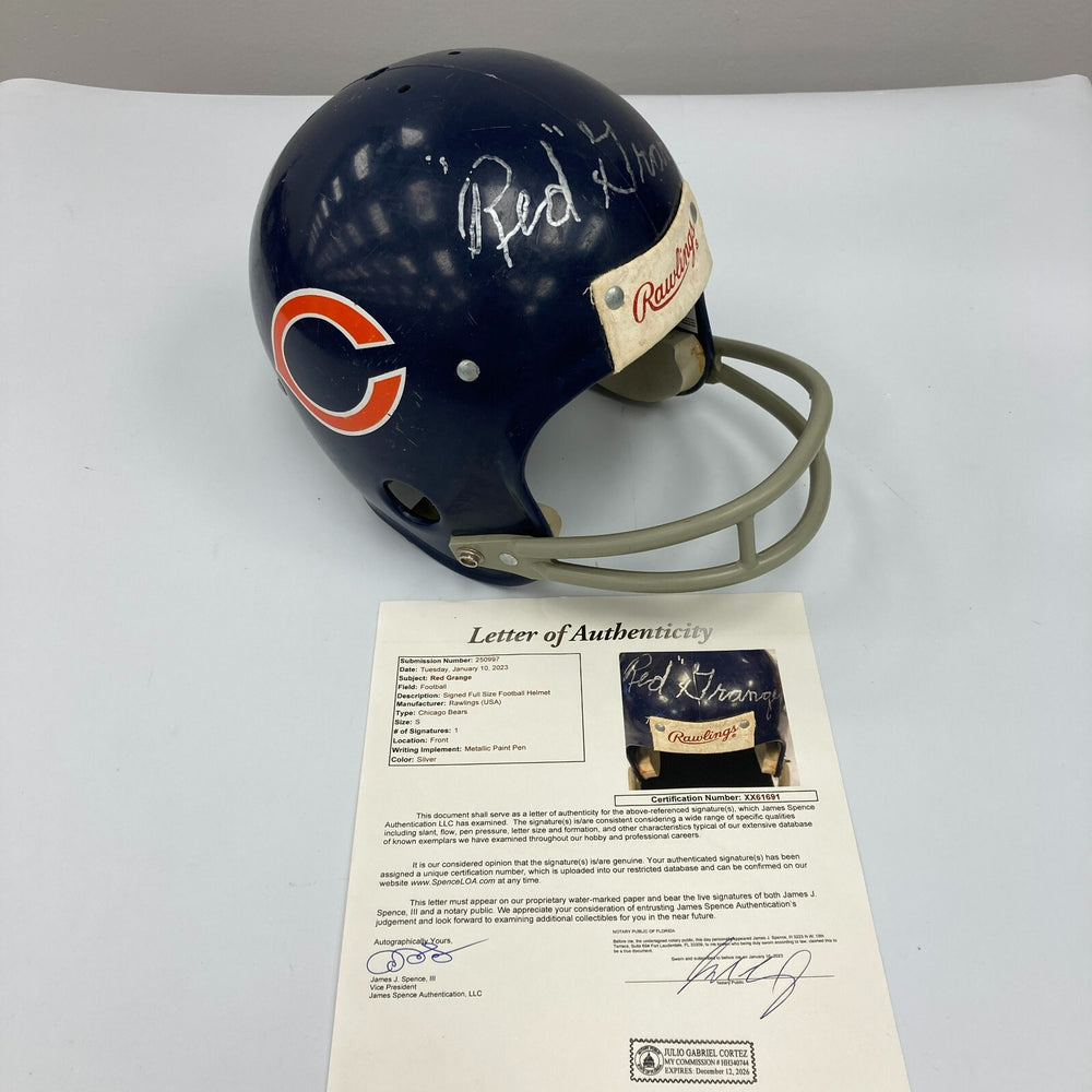 Red Grange Signed Authentic Vintage Chicago Bears Full Size Helmet JSA COA RARE