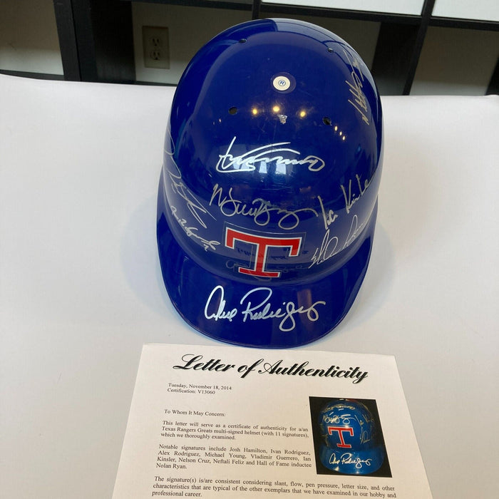 Beautiful Texas Rangers Legends Signed Helmet Nolan Ryan Vladimir Guerrero PSA