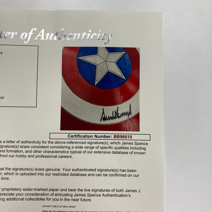 President Donald Trump Full Name Signed Large Captain America Shield  JSA COA