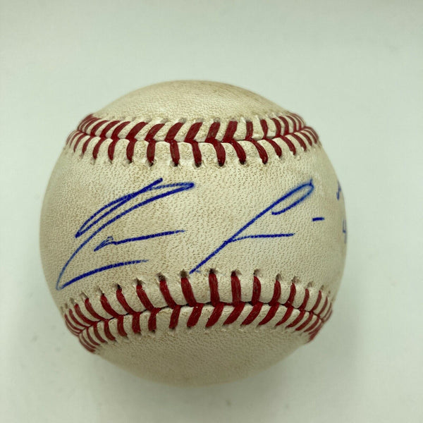 Ronald Acuna Jr. MLB Debut 4-25-18 Signed Game Used Baseball Beckett COA & MLB