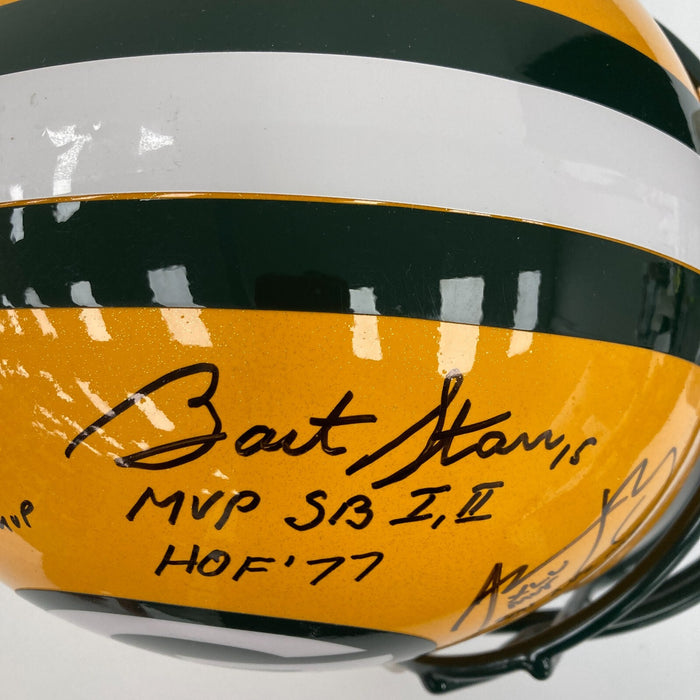 Bart Starr Brett Favre & Aaron Rodgers Signed Green Bay Packers Helmet JSA COA