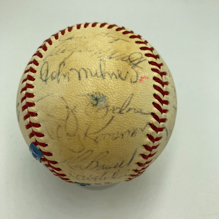 1973 New York Mets NL Champs Team Signed Baseball Willie Mays Tom Seaver JSA COA