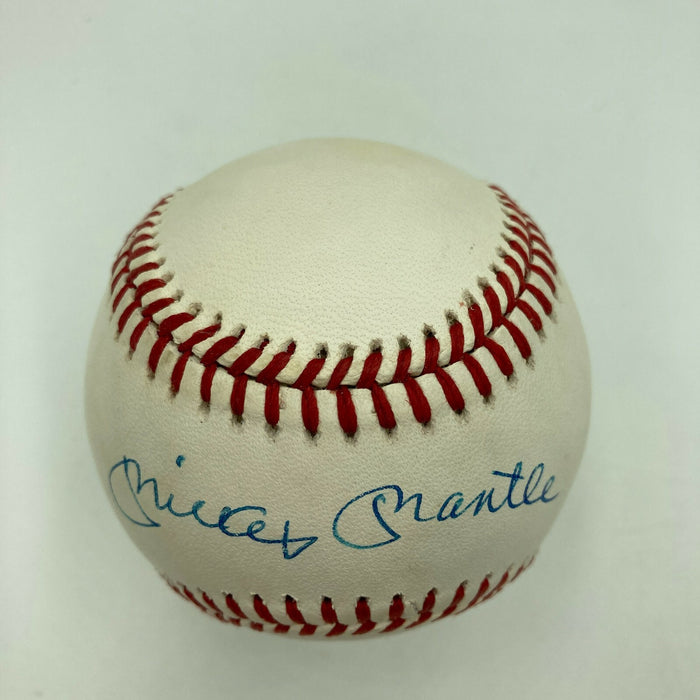 Beautiful Mickey Mantle Signed American League Baseball PSA DNA Graded MINT 9