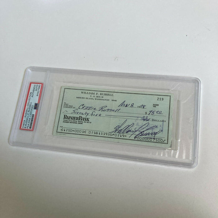 Bill Russell Signed Autographed Bank Check PSA DNA Boston Celtics HOF Legend