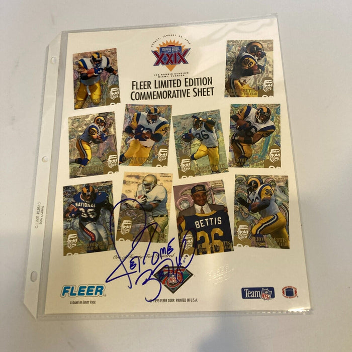 Lot Of (2) Jerome Bettis Signed 1993 Fleer Super Bowl Photo Sheets