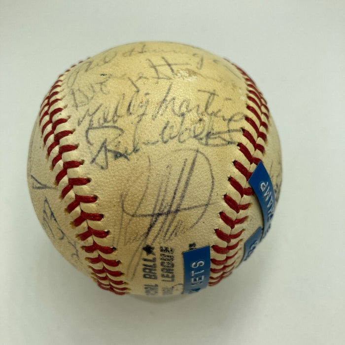 1973 New York Mets NL Champs Team Signed Baseball Willie Mays Tom Seaver JSA COA