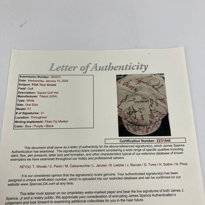 Tiger Woods PGA Tour Golf Legends Multi Signed Hat 31 Sigs JSA COA