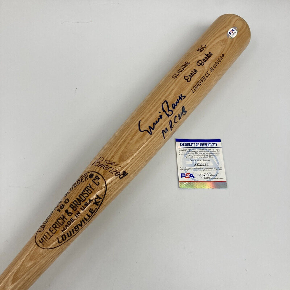 Ernie Banks "Mr. Cub" Signed Louisville Slugger Baseball Bat PSA DNA COA