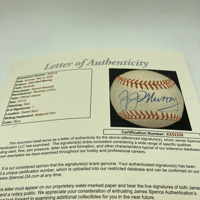 The Finest Red Murray Dec. 1958 Single Signed Baseball New York Giants T206 JSA