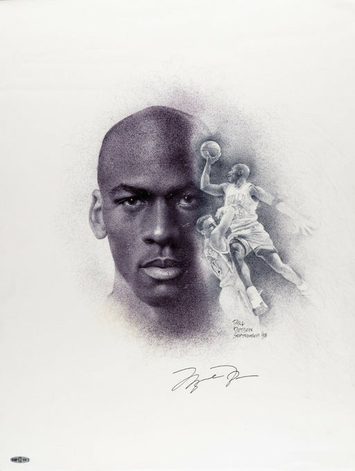 Beautiful Michael Jordan Signed Large 18x24 Art Photo Litho UDA Upper Deck COA