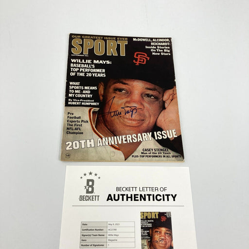 Willie Mays Signed Sport Magazine With Beckett COA