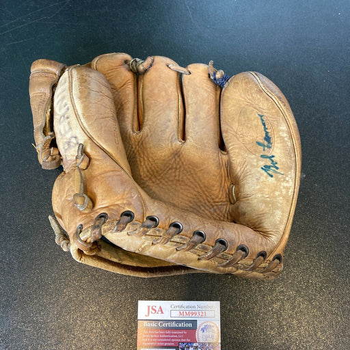 Bob Lemon Signed 1940's Game Model Baseball Glove With JSA COA