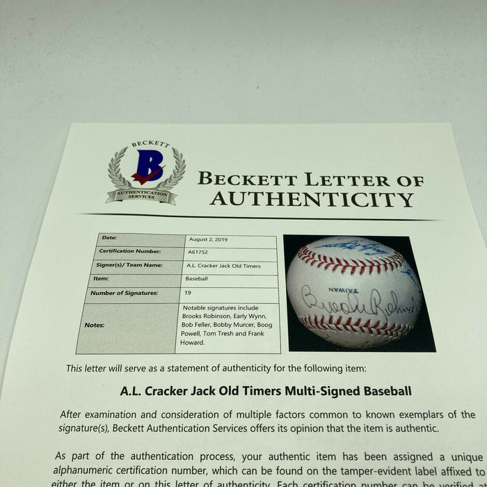 Brooks Robinson HOF Signed Cracker Jack Old Timers Game Baseball Beckett COA