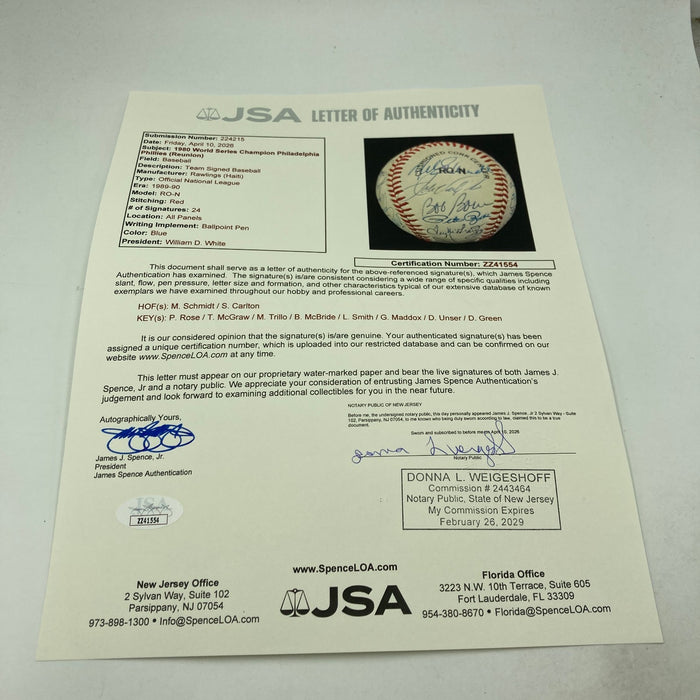 1980 Philadelphia Phillies World Series Champs Team Signed Baseball JSA COA
