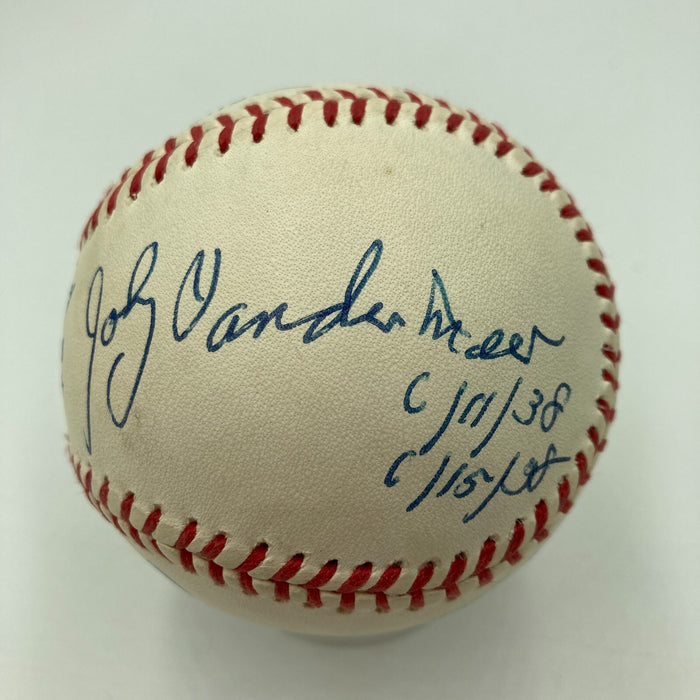 Pitchers Who Threw 2 No Hitters Signed Baseball Spahn Vandermeer PSA DNA MINT 9