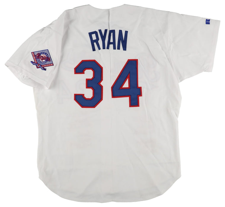 Nolan Ryan Signed Heavily Inscribed Texas Rangers Game Model STAT Jersey Beckett