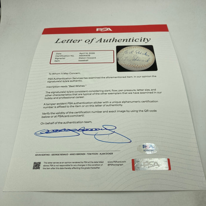 Beautiful Elston Howard Single Signed Baseball PSA DNA & Beckett COA