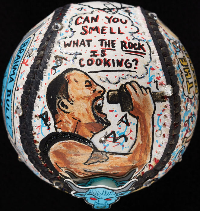 Dwayne "The Rock" Johnson Signed Charles Fazzino Hand Painted Pop Art Baseball