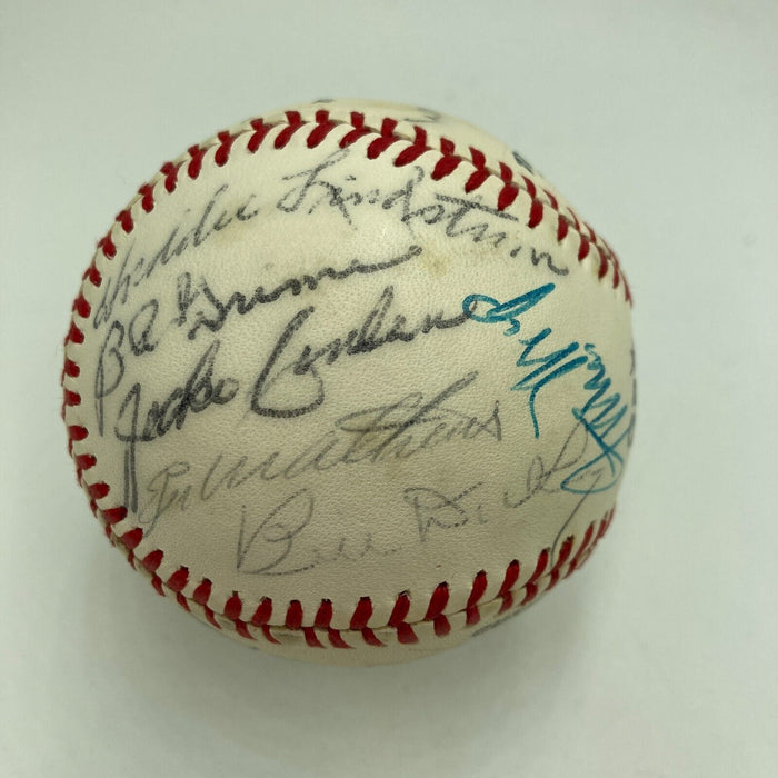 Satchel Paige Willie Mays 1979 Hall Of Fame Induction Signed Baseball JSA COA