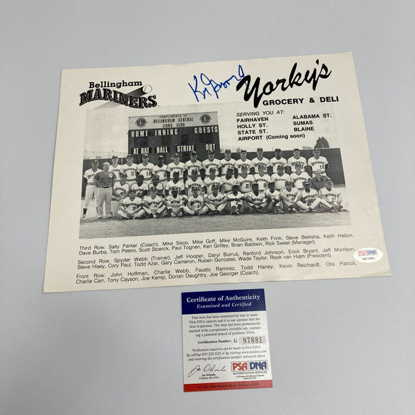 Ken Griffey Jr. Pre Rookie Signed 1987 Bellingham Mariners Team Photo PSA DNA