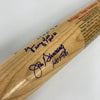 Eddie Mathews Jim Bunning Tiger Stadium Cooperstown Signed Baseball Bat JSA COA