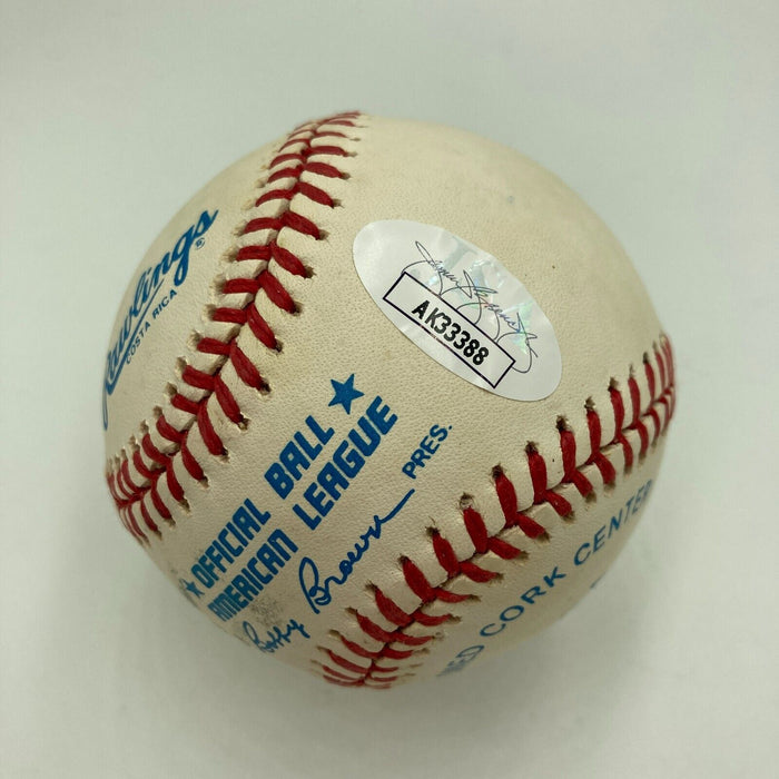 Whitey Ford Signed Official American League Baseball JSA Sticker