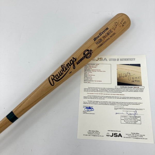 Mark Mcgwire Rookie Signed Game Model Baseball Bat 39 Home Runs JSA COA