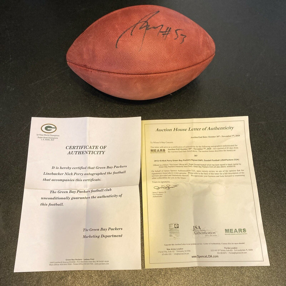 Nick Perry Signed Autographed Wilson NFL Football Green Bay Packers JSA COA