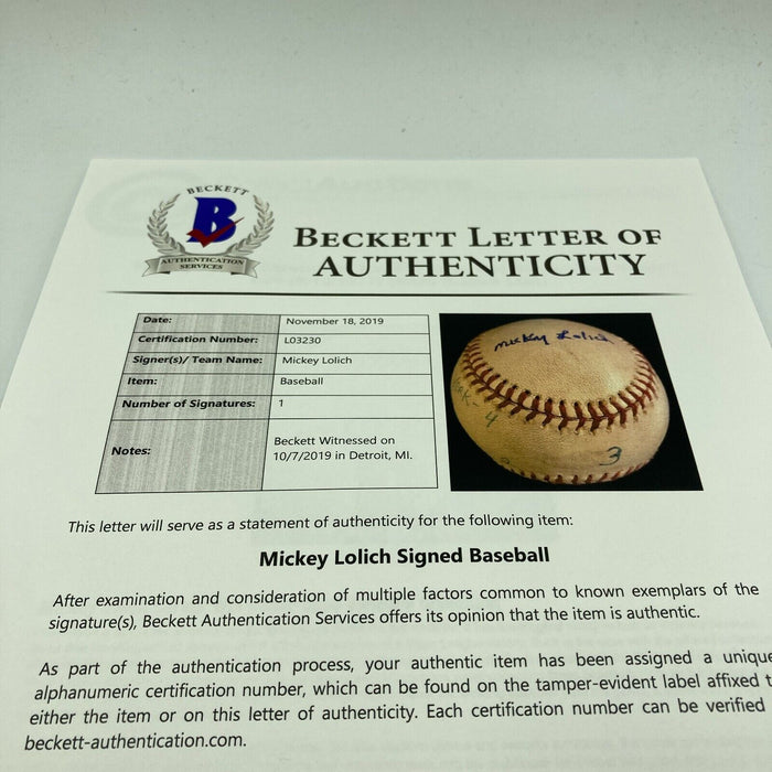 Mickey Lolich Signed Career Win No. 210 Final Out Game Used Baseball Beckett COA